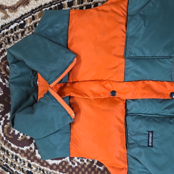 Vintage Hunter Orange Down Vest Puffer Vest Puffy Hunting Green Western Cowboy - Picture 4 of 16